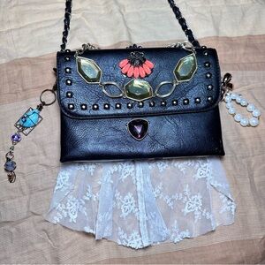 Collage Purse Boho Festival Shoulder Bag Hippie Up cycled Handmade Beads OOAK